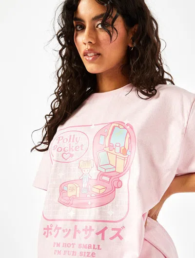 Skinnydip London Polly Pocket X Skinnydip Fun Size T-shirt In Pink In Animal Print