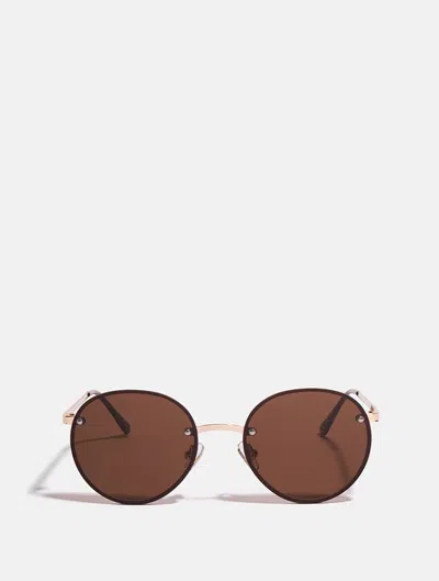 Skinnydip London Smokey Frameless Round Sunglasses In Brown