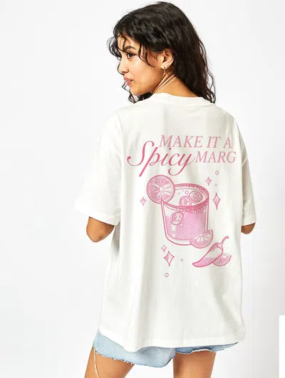 Skinnydip London Spicy Margs T-shirt In Ecru In White