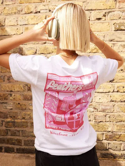 Skinnydip London Wallace & Gromit Feathers White T-shirt In Multi