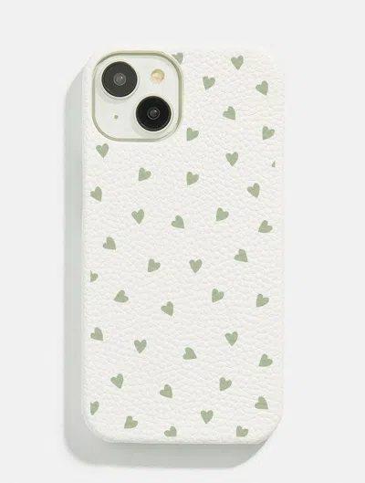Skinnydip London White Sage Ditsy Heart Vegan Leather I Phone Case