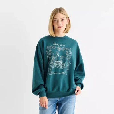 Skinnydip London Womens Juniors Crew Neck Long Sleeve Lady And The Tramp Sweatshirt In Green