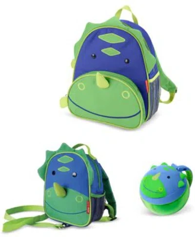Skip Hop Dino Zoo Mini Backpack With Safety Harness Little Kid Backpack Snack Cup In Dinosaur