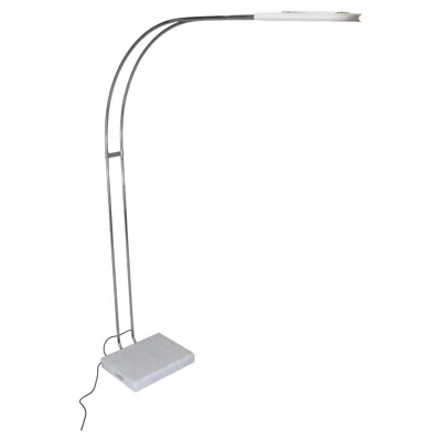 Pre-owned Skipper Bruno Gecchelin For  Gesto Terra Arc Floor Lamp In Marble And Chrome-plated Metal In Transparent