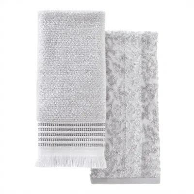 Skl Home 2 Piece Turkish Cotton Hand Towel Set In Gray
