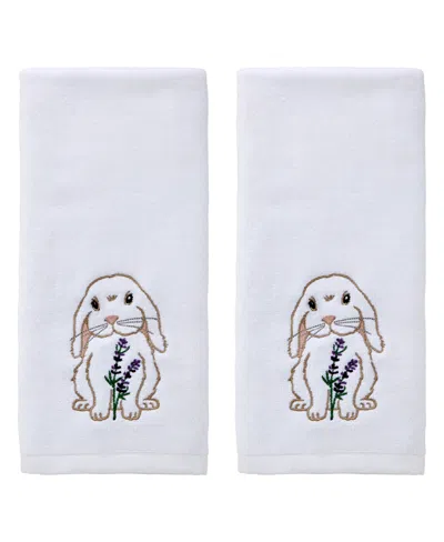 Skl Home Bunny Lop Bunny Lop Embellished Curved 2-piece Hand Towel Set In White