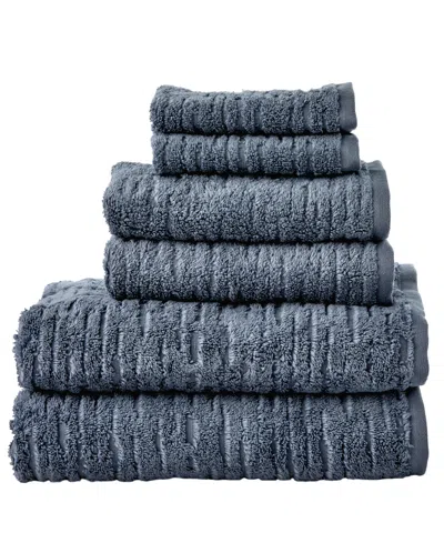 Skl Home Cloudsoft 100% Long Staple Cotton 6-piece Bath Towel Set In Smoke Blue