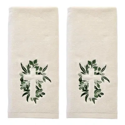 Skl Home Cross With Greenery Emb Hand-nat In Natural