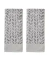Skl Home Distressed Leaves Turkish Cotton 2 Piece Hand Towel Set, 26" X 16" In Gray