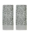 Skl Home Distressed Leaves Turkish Cotton 2 Piece Hand Towel Set, 26" X 16" In Sage