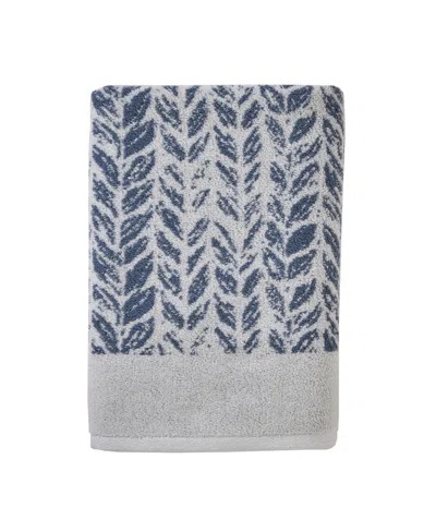 Skl Home Distressed Leaves Turkish Cotton Bath Towel, 54" X 28" In Denim Blue