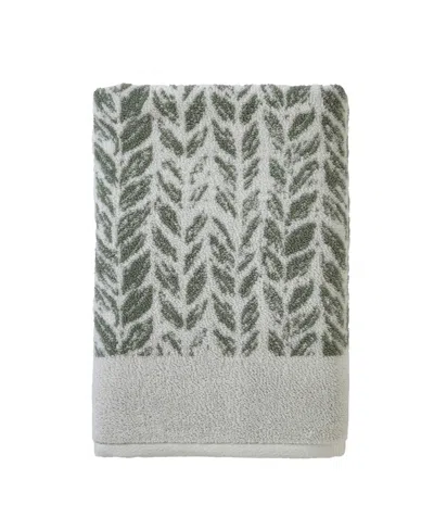 Skl Home Distressed Leaves Turkish Cotton Bath Towel, 54" X 28" In Sage