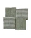 Skl Home Long Borough Turkish Cotton 4 Piece Washcloth Set, 12" X 12" In Sage