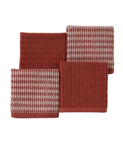 Skl Home Long Borough Turkish Cotton 4 Piece Washcloth Set, 12" X 12" In Spice