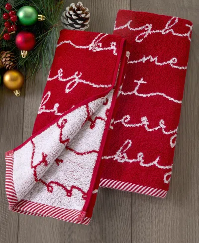 Skl Home Merry And Bright Jacquard Cotton 2-pc Hand Towel Set, 16" X 25" In Red