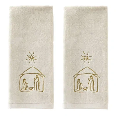 Skl Home Nativity Hand Towel (2-pack), Cream In Gold
