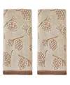 Skl Home Pinecone Jacquard Cotton 2 Piece Hand Towel, 16" X 25" In Wheat