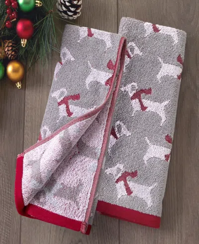 Skl Home Scarf Dachshunds Cotton 2 Piece Hand Towel, 16" X 25" In Gray