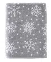Skl Home Scattered Snowflake Jacquard Cotton Bath Towel, 25" X 50" In Gray
