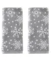 Skl Home Scattered Snowflakes Jacquard Cotton 2 Piece Hand Towel, 16" X 25" In Gray