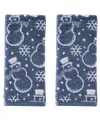 Skl Home Top Hat Snowman Jacquard Cotton 2 Piece Hand Towel, 16" X 26" In Blue