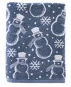 Skl Home Top Hat Snowman Jacquard Cotton Bath Towel, 25" X 50" In Blue