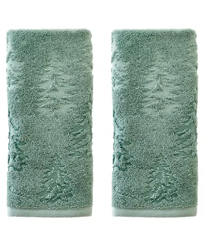Skl Home Wispy Trees Jacquard Cotton 2 Piece Hand Towel, 16" X 26" In Sage