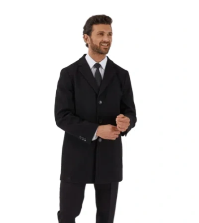 Pre-owned Skopes Men's Plus Size Stratford Overcoat In Black 2xl - 4xl
