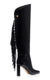 Skorpios Adriana Calypso Fringed Leather Knee Boots In Black
