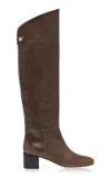 Skorpios Adry Piper Leather Knee Boots In Brown