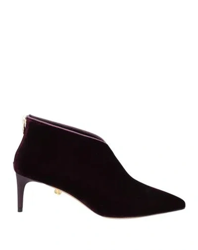 Skorpios Woman Ankle Boots Deep Purple Size 8 Textile Fibers In Black