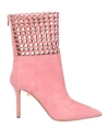 Skorpios Woman Ankle Boots Pink Size 7.5 Leather In Pink