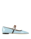 Skorpios Woman Ballet Flats Sky Blue Size 6.5 Leather In Blue