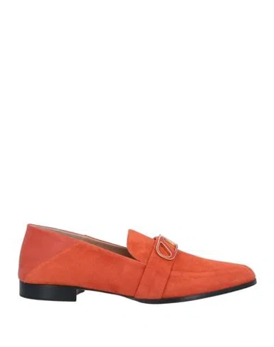 Skorpios Woman Loafers Orange Size 12 Leather