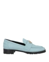 Skorpios Woman Loafers Sky Blue Size 7.5 Leather In Blue