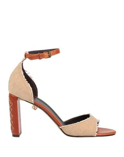 Skorpios Woman Sandals Beige Size 8 Textile Fibers, Leather In Neutral