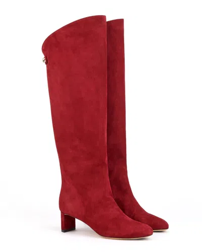 Skorpios Women's Adry Mid Heel Boots In Burgundy In White
