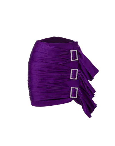 Skrt Purple Crystal Embellished Mini Skirt