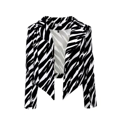 Skrt Women's Black / White / Silver Gisella Zebra Printed Jacket In Black/white/silver