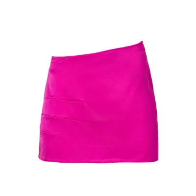 Skrt Women's Pink / Purple Dahlia Silk Asymmetric Skirt In Pink/purple