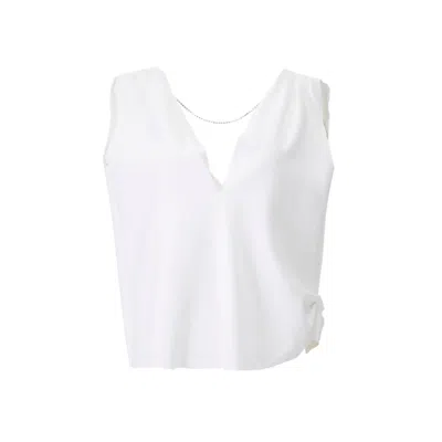 Skrt Women's Romi Back Crystal Embellished White Top