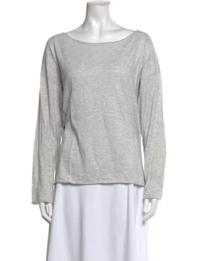 Pre-owned Skull Cashmere Bateau Neckline Long Sleeve Top In Gray