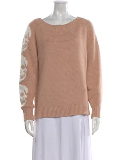 Pre-owned Skull Cashmere Bateau Neckline Sweater In Pink