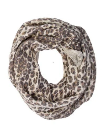 Pre-owned Skull Cashmere Cashmere Animal Print Infinity Scarf In Neutral