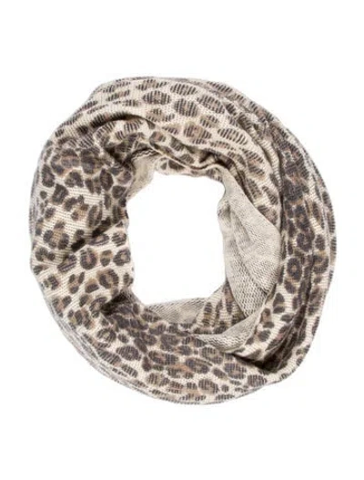 Pre-owned Skull Cashmere Cashmere Animal Print Scarf In Brown