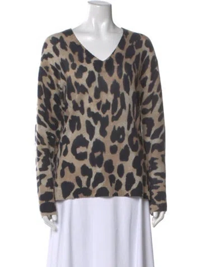 Pre-owned Skull Cashmere Cashmere Animal Print Sweater In Brown