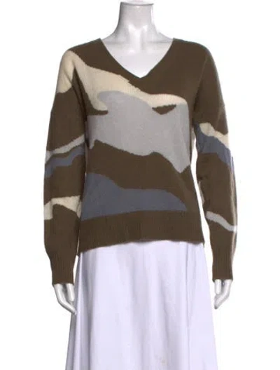 Pre-owned Skull Cashmere Cashmere Camouflage Print Sweater In Green