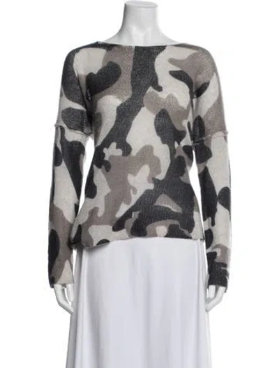 Pre-owned Skull Cashmere Cashmere Camouflage Print Sweater In White