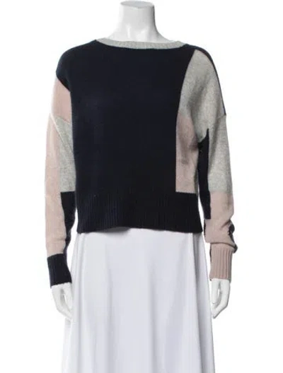 Pre-owned Skull Cashmere Cashmere Colorblock Pattern Sweater In Blue