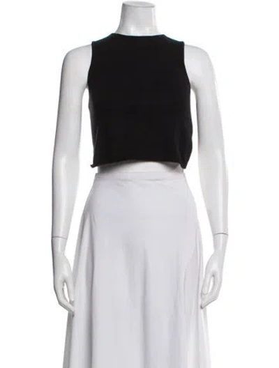 Pre-owned Skull Cashmere Cashmere Crew Neck Crop Top In Black